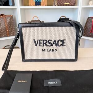 Versace Raffia Pouch Clutch/Wristlet/Crossbody Bag